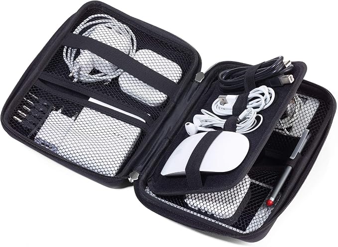 TRAVEL CASE - CBO11/GY - Zipped Organiser Case - Cable Organiser, Travel Cosmetics - 3 Inner Compartments - 6 Elastic Band Loops - Divider Original