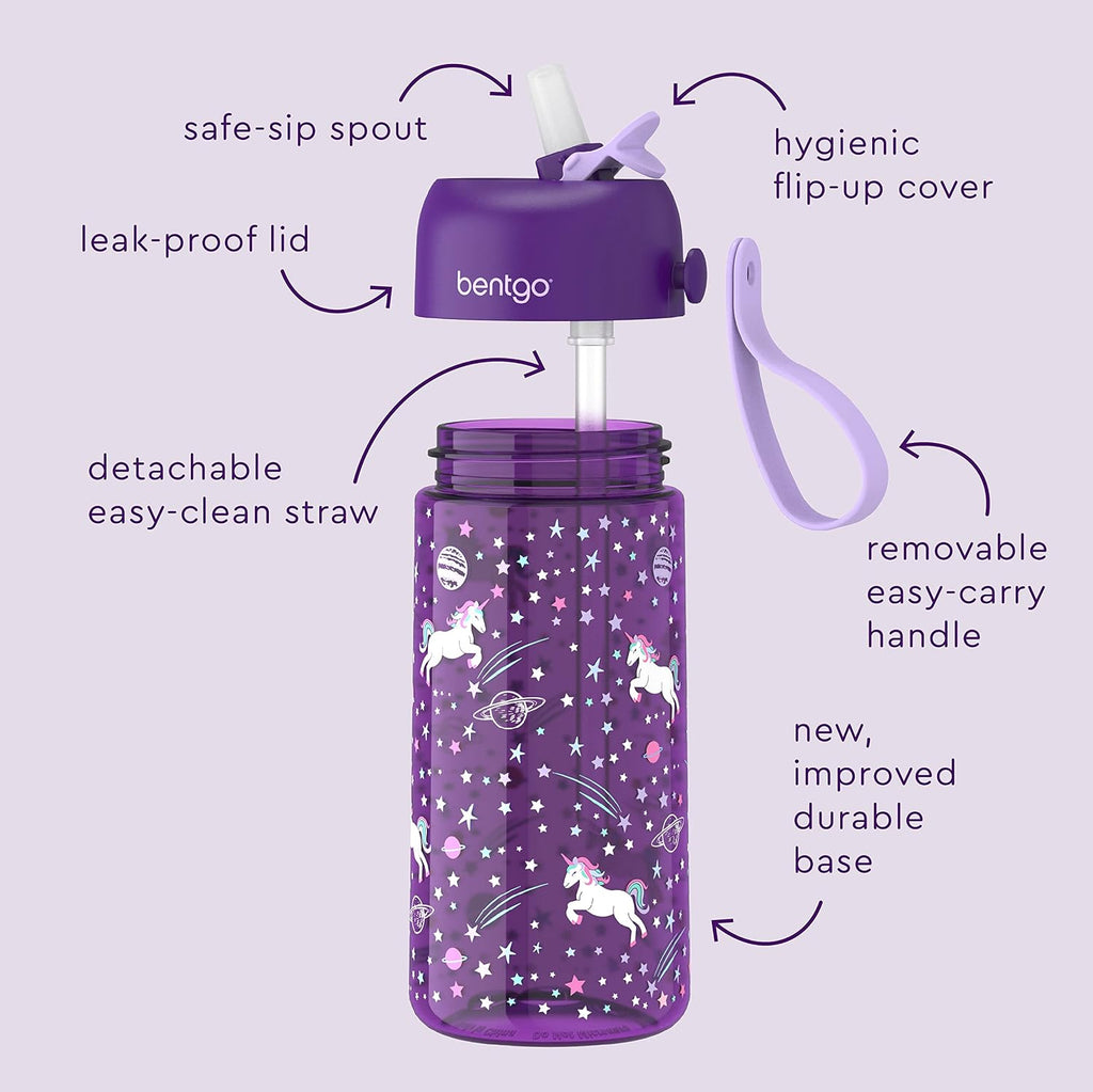 Kids Water Bottle, Replacement Straws Set, 15 oz, Leak-Proof
