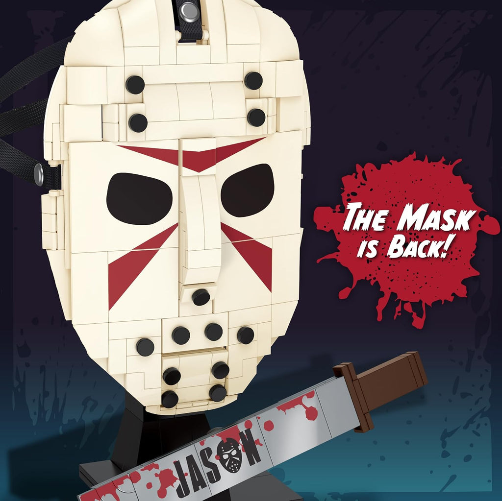Jason Universe Hockey Mask Building Kit, 311-Piece Horror Collectible with Display Stand