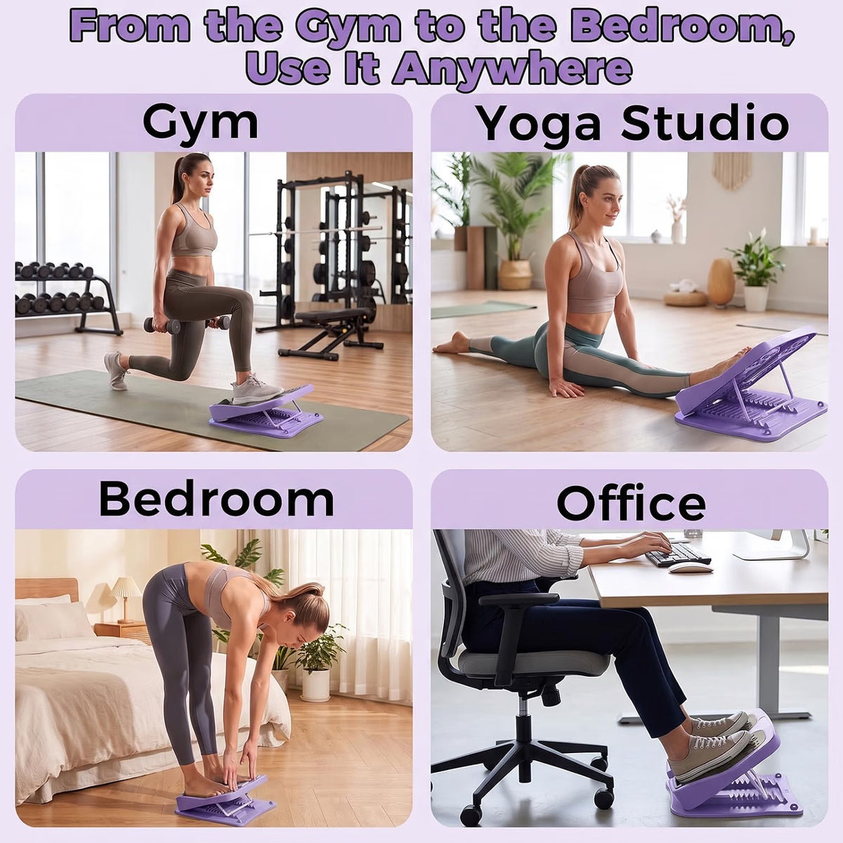 Slant Board for Calf Stretching, 9-Level Adjustable Incline Board with 2 Resistance Bands