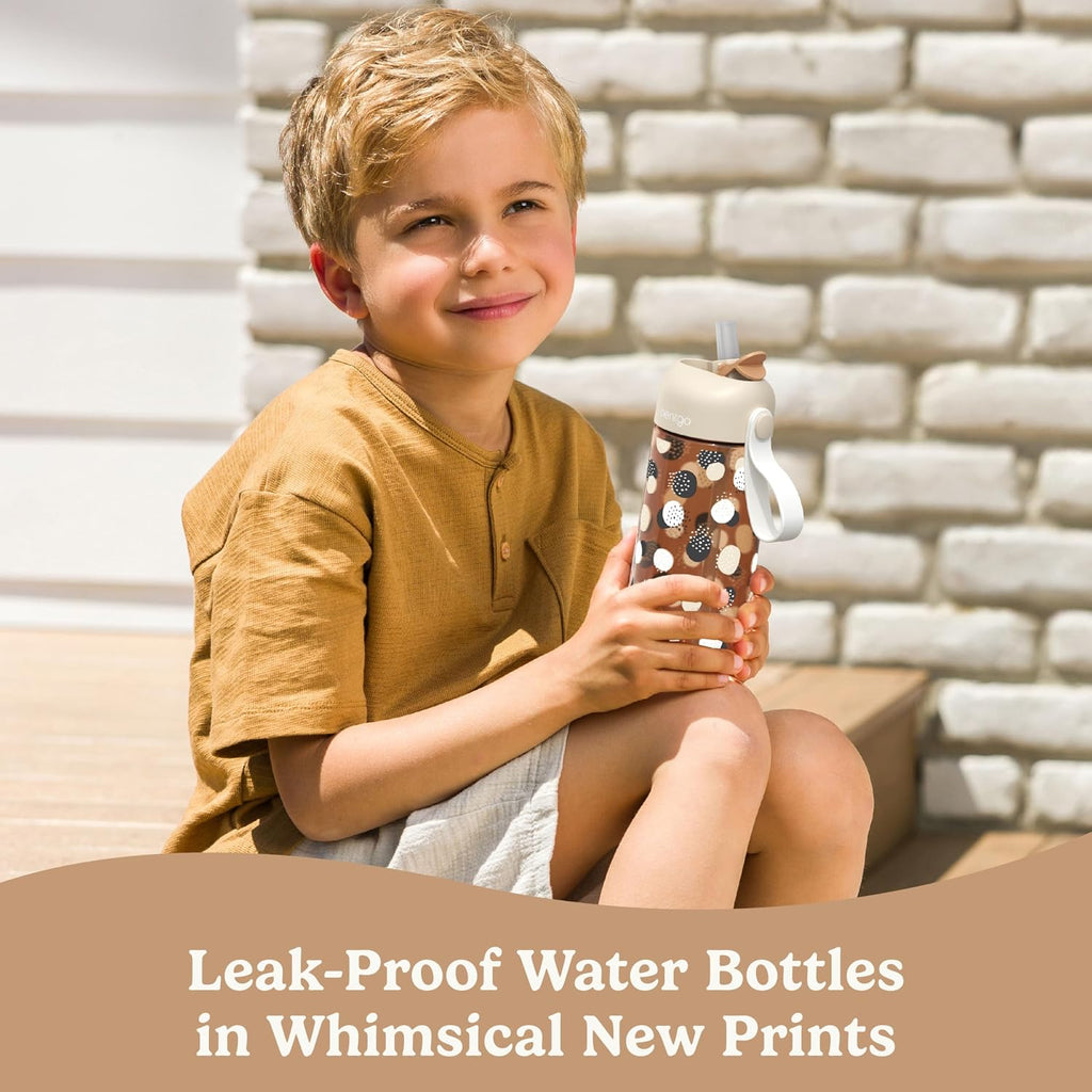 Kids Water Bottle, Replacement Straws Set, Leak-Proof, 15 oz