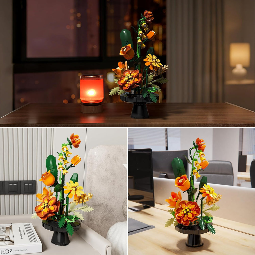 Flower Bouquet Building Blocks Set, Artificial Flowers Toy for Adults,Girls