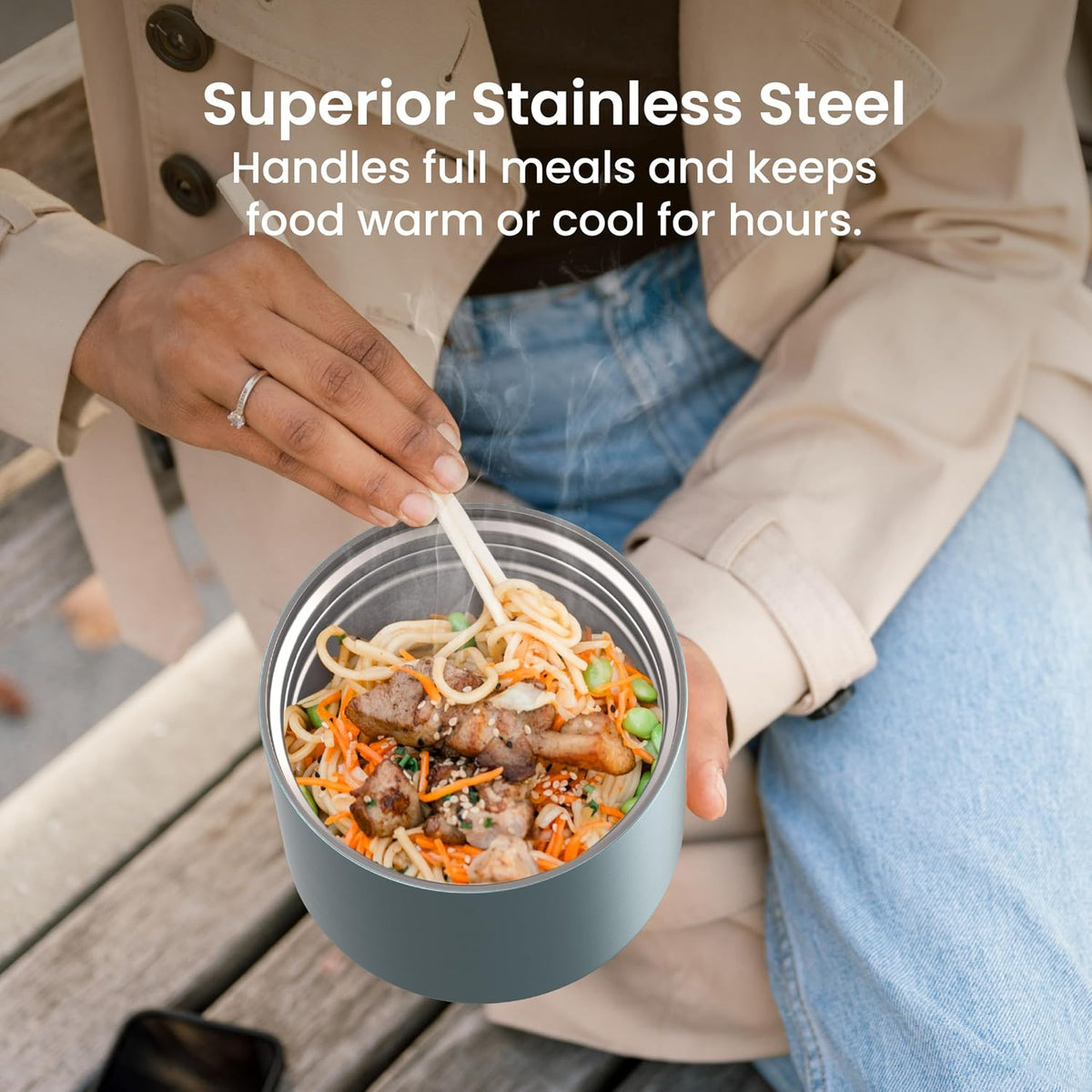 Stainless Steel Insulated Food Container, Leak-Proof, 19 fl oz