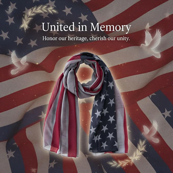 2 Pcs USA Flag Scarf Americana Stars and Stripes Patriotic Shawl for Men Women