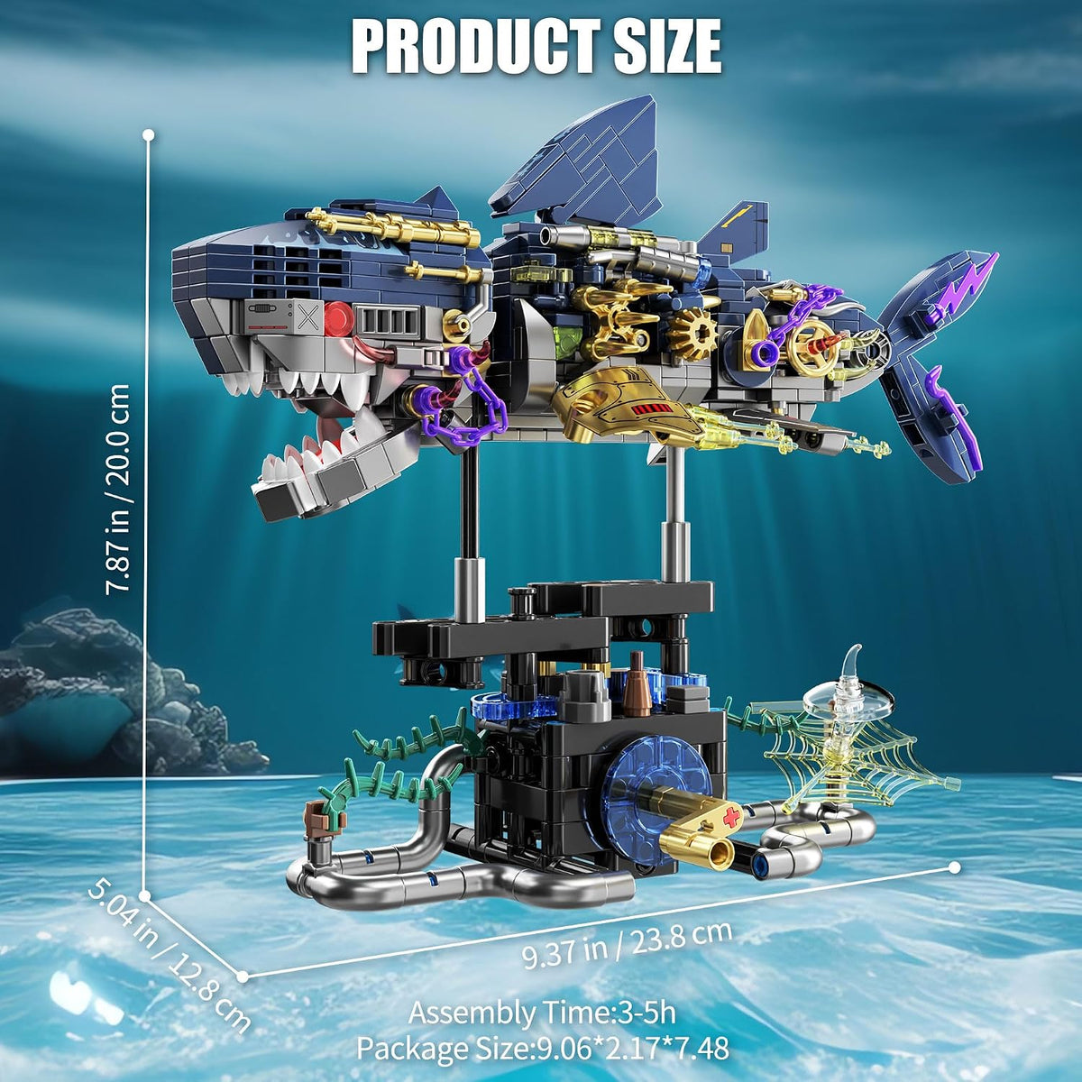 Mechanical Shark Building Set STEM Toy for Boys Ages 8-12, 8-14