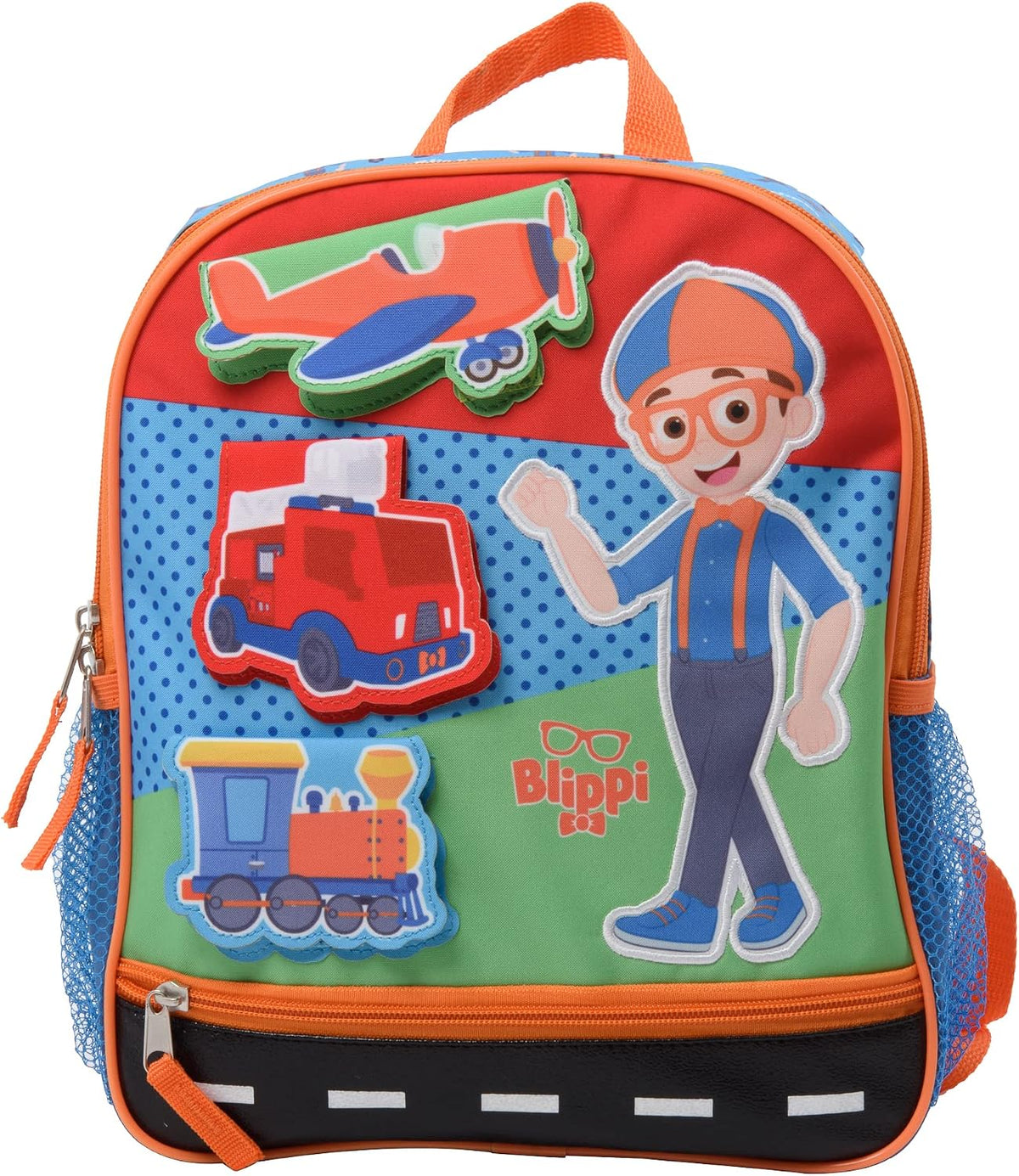 Blippi Vehicle Fun Interactive 12" Mini Backpack for Kids, Preschool School Bag with Padded Back & Adjustable Straps