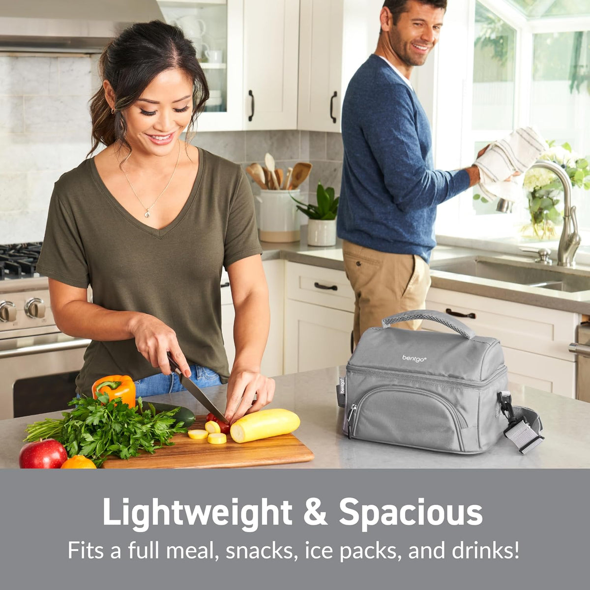 Stainless Steel Food Canister (Steel) and Deluxe Lunch Bag Set (Gray)