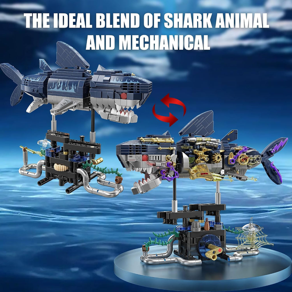 Mechanical Shark Building Set STEM Toy for Boys Ages 8-12, 8-14