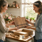 Acacia Wood Cookbook Stand for Kitchen Counter - Wooden Recipe Book Holder