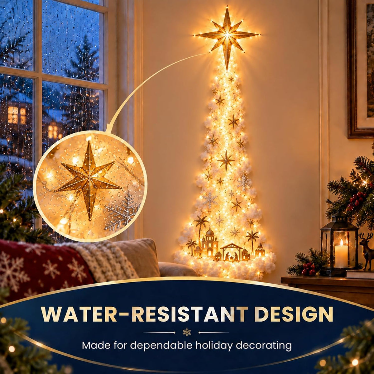 AUOBAG Christmas Wall Decor Lights, LED Christmas Decorations Indoor (Nativity Star)