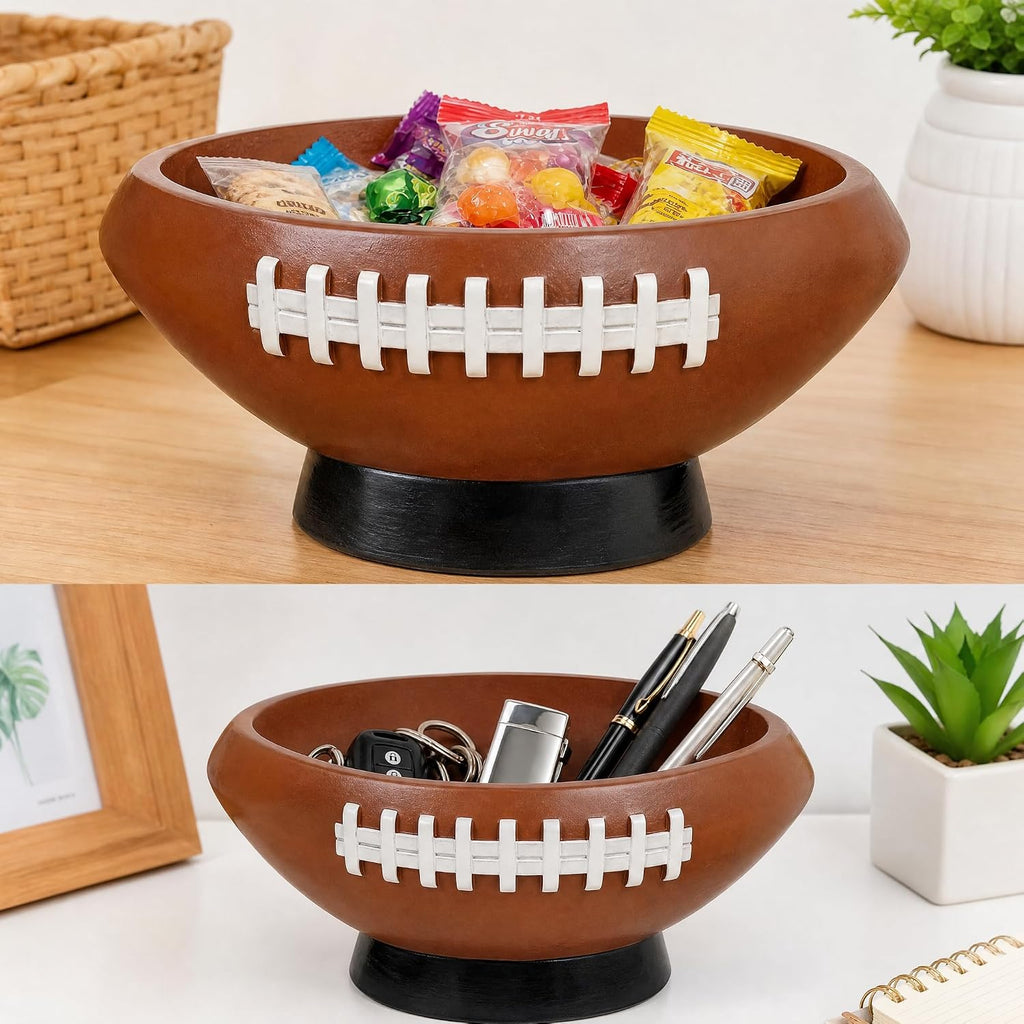 Football Bowl Serving Tray, 7.9 x 5.5 x 3.62 Inches, Reusable Resin Snack Bowl