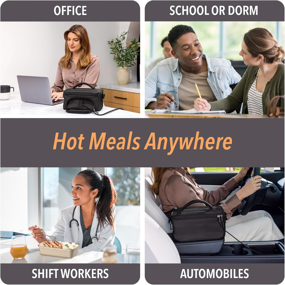 Heat Electric Lunch Bag & Heated Lunch Box for Work & Travel