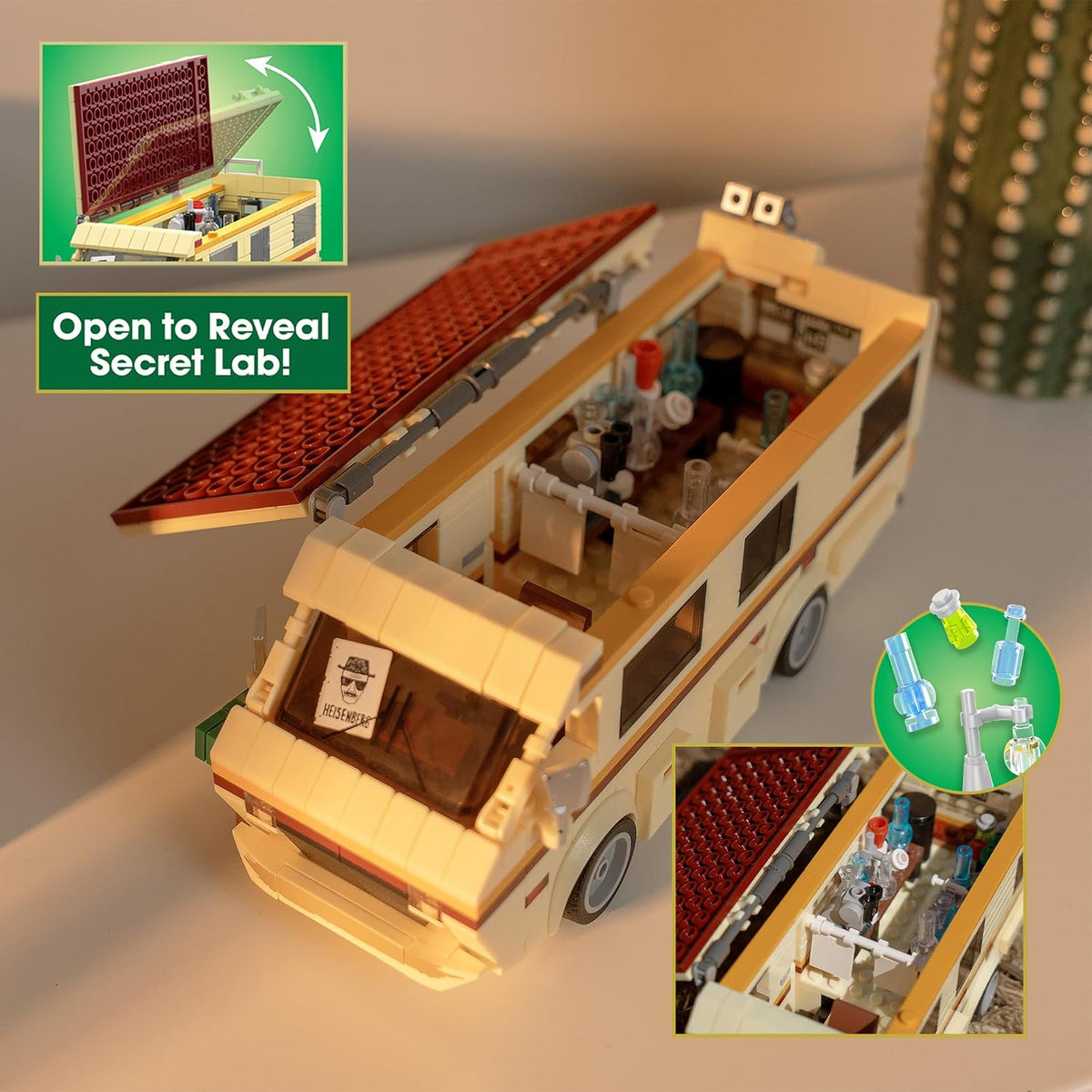 Breaking Bad RV Building Kit, 477-Piece Walter White Camper Van with Lab Interior