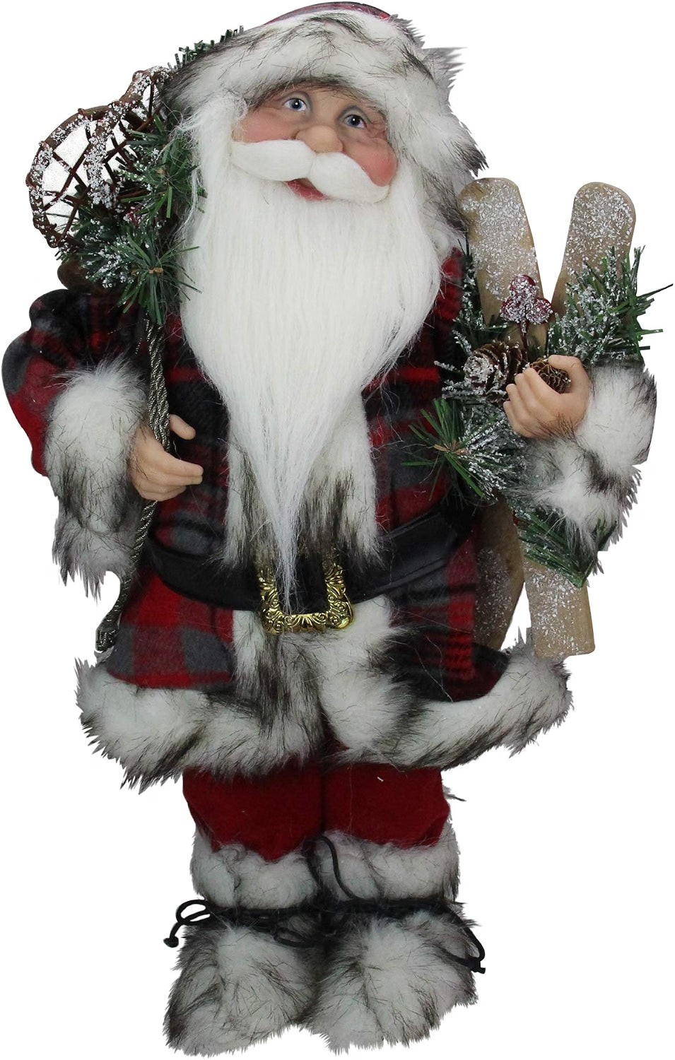 16" Alpine Chic Standing Santa Claus with Snowshoes and Skis Christmas Figure