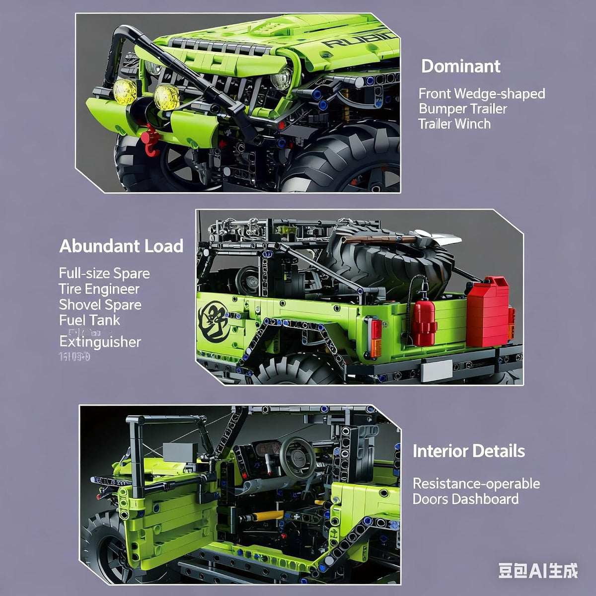 Wrangler 1:8 Off-Road Building Blocks, 2,357-Piece 4x4 SUV Model Kit