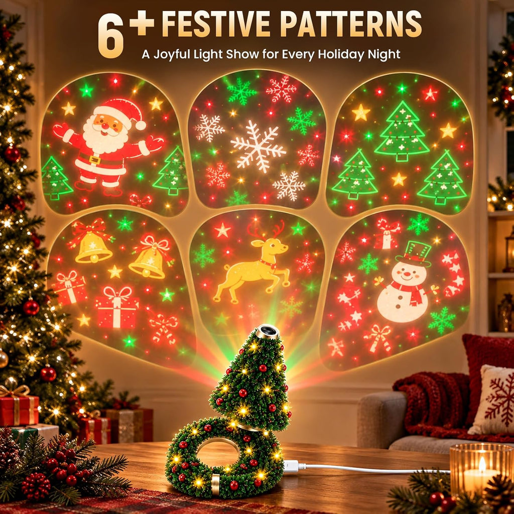 Christmas Projector Night Light with Tree-Shaped Design for Indoor Use