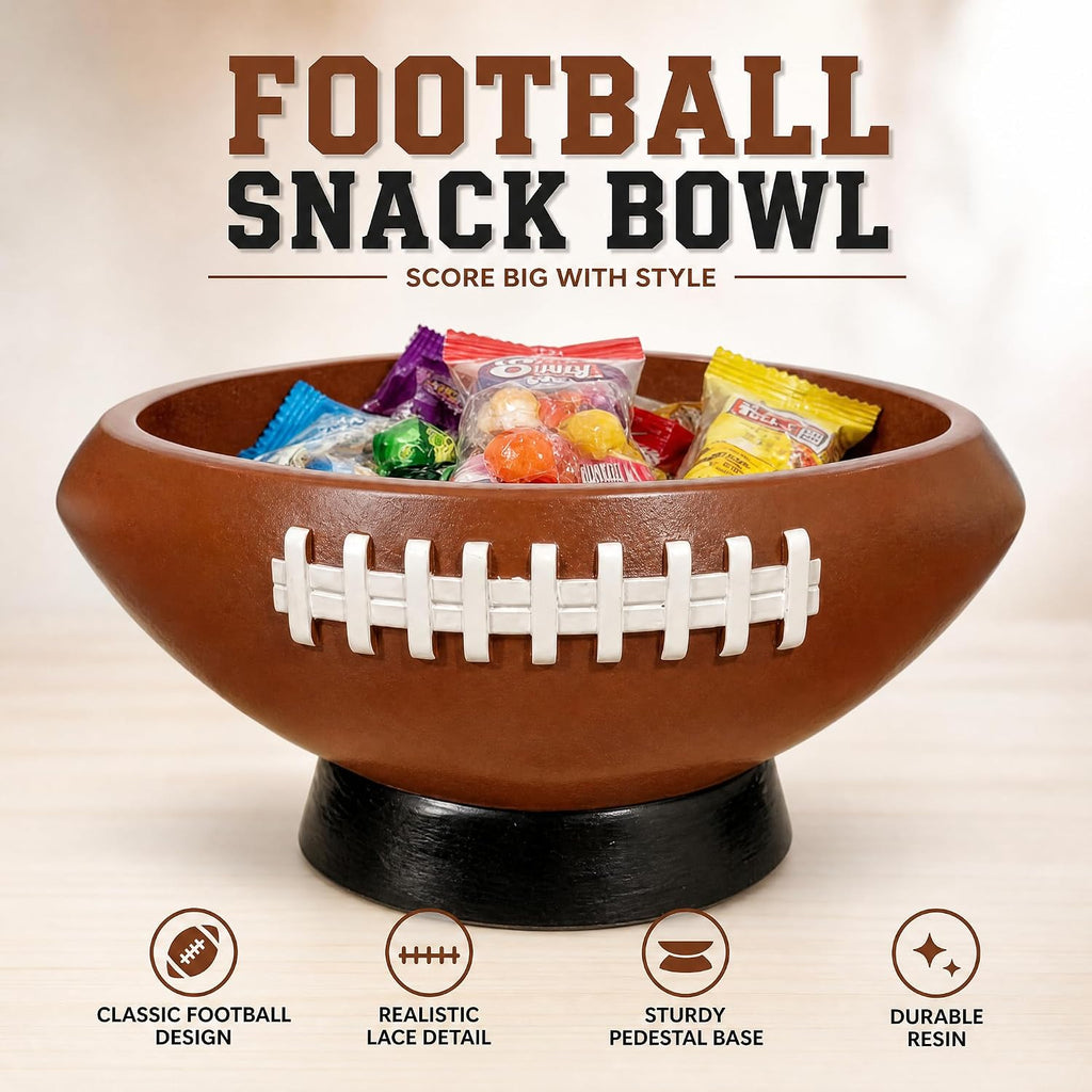 Football Bowl Serving Tray, 7.9 x 5.5 x 3.62 Inches, Reusable Resin Snack Bowl