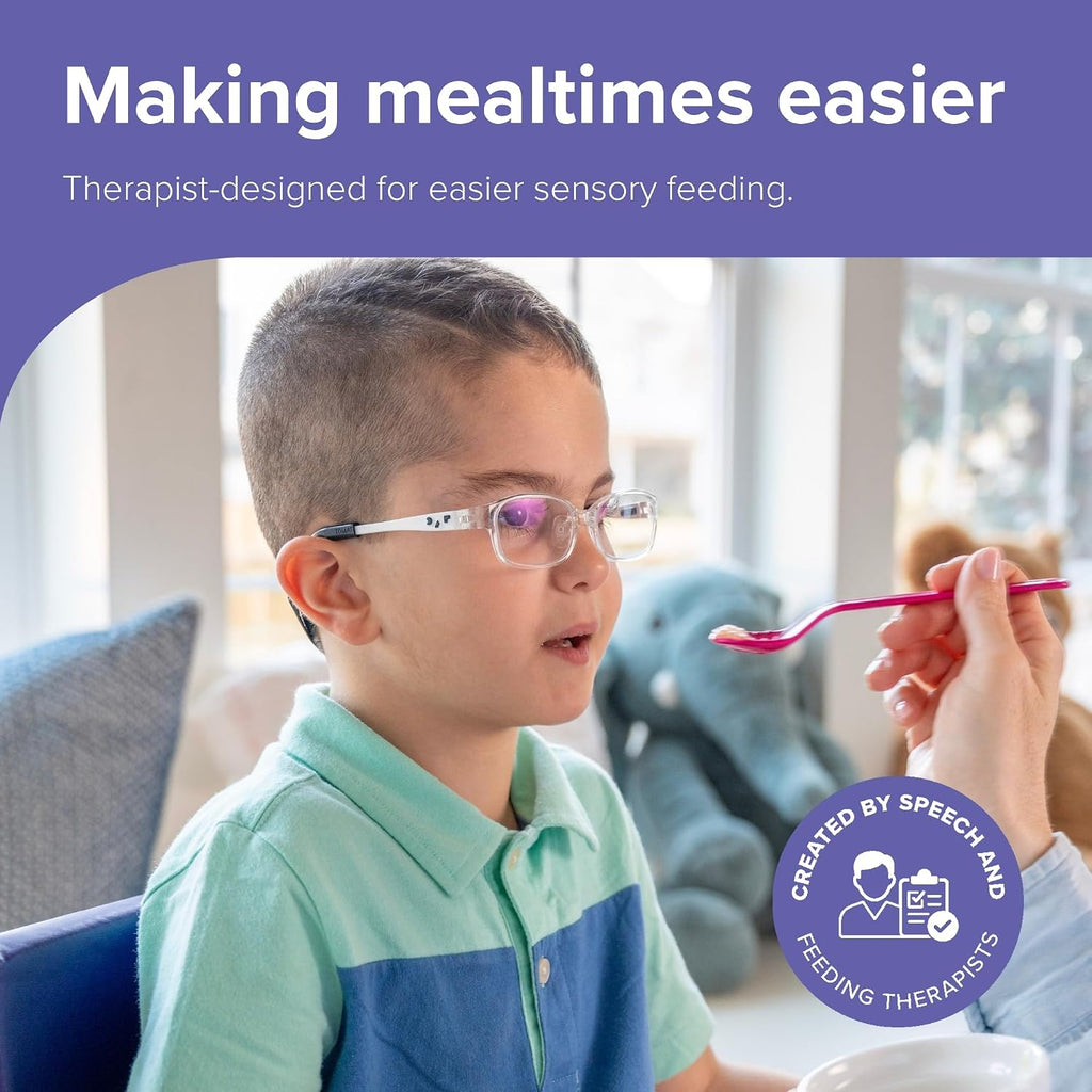 Wee Textured Spoons - Self-Feeding Oral Motor Therapy for Lip Closure & Oral Awareness, Kids, Toddlers & Adults, Sensory Feeding Aid | Magenta, 6-Pack