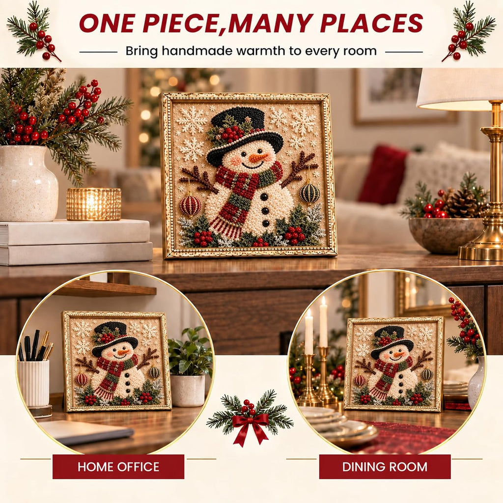 AUOBAG 3D Christmas Fabric Poke Art Kit DIY Snowman Craft Set (Snowman)
