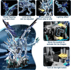 Mechanical Ice Dragon Building Blocks, 1,646-Piece Model Kit with LED Light