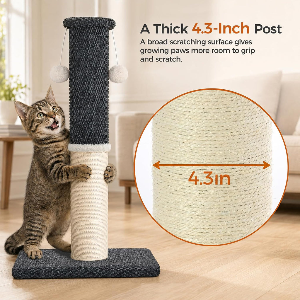 Made4Pets Tall Cat Scratching Post, 33" Sisal & Carpet Scratcher