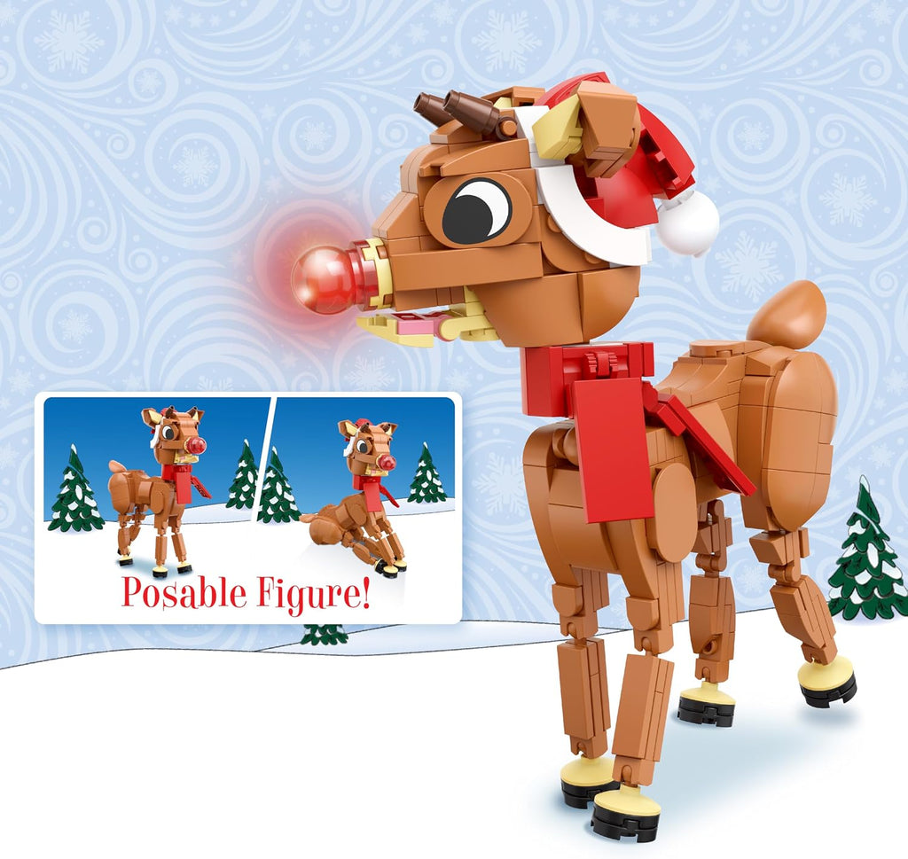 Rudolph the Red-Nosed Reindeer Building Set, 325-Piece Posable Christmas Figure