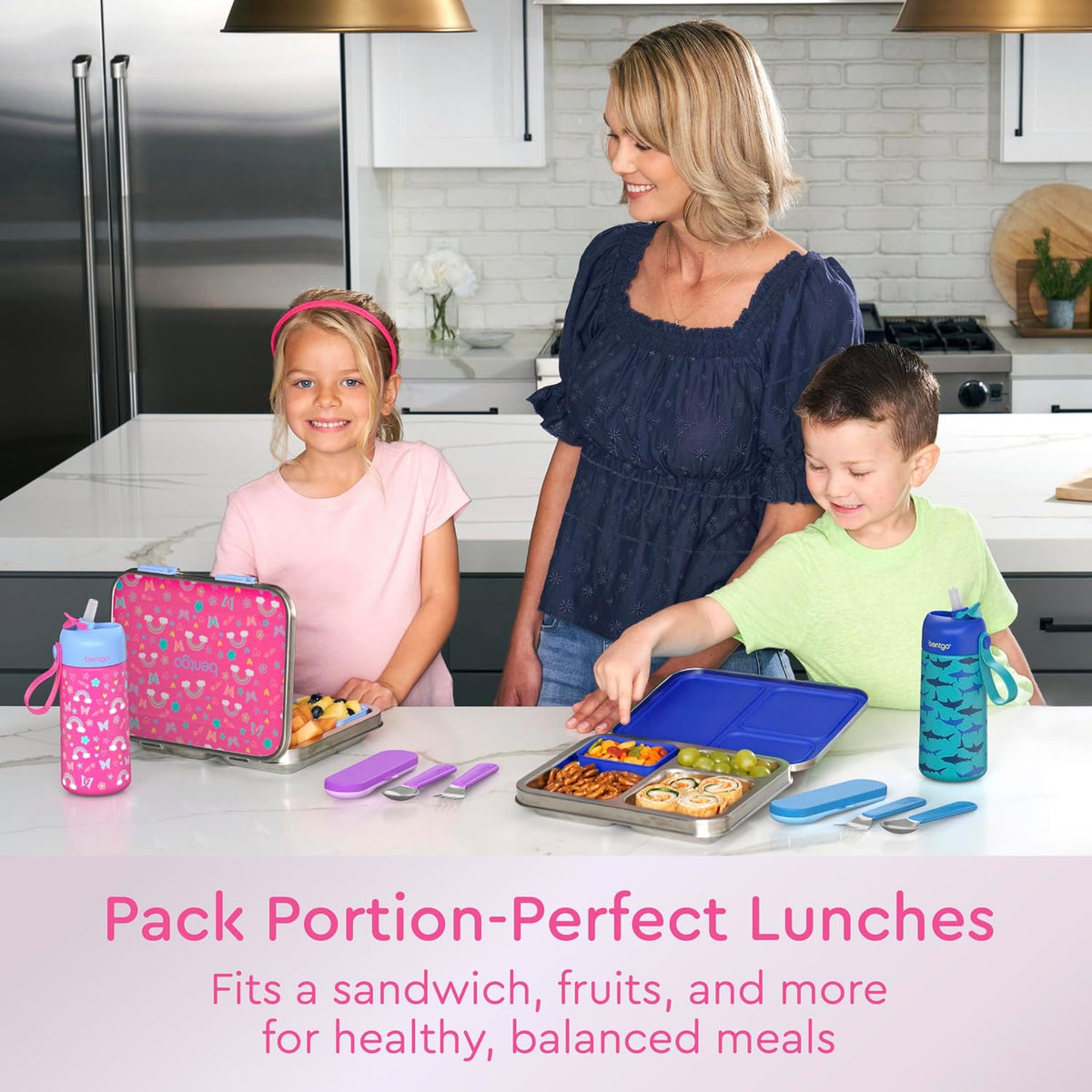 Kids Insulated Lunch Bag and Stainless Steel Lunch Box Set