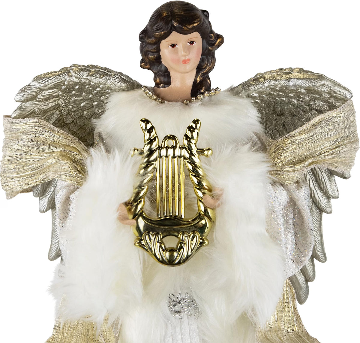 18" White and Silver Angel Christmas Tree Topper, Unlit