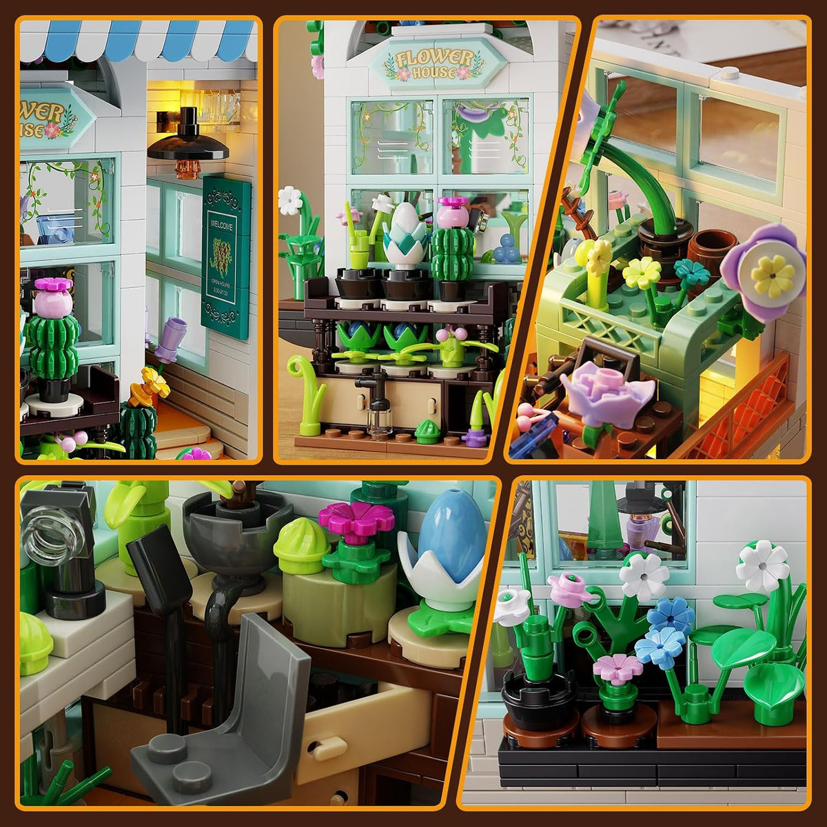 City Flower House Building Set with LED Lights for Adults Girls 8+