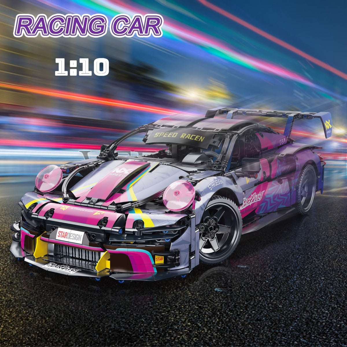 1:10 Sport Race Car Building Set, 1,611-Piece Supercar Model Kit