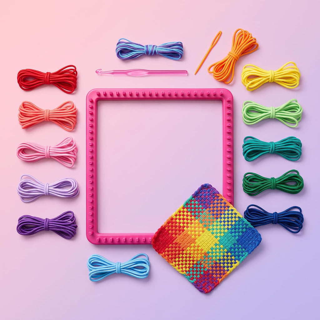 Weaving Loom Kit, DIY Potholder Knitting Kit with 192 Craft Loops for Beginners
