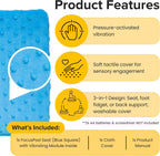 Special Needs Essentials FocusPad Vibrating Sensory Seat Cushion - Wiggle Seat & Foot Fidget for Kids and Adults with ADHD or Autism, Classroom & Home | Blue Textured Square