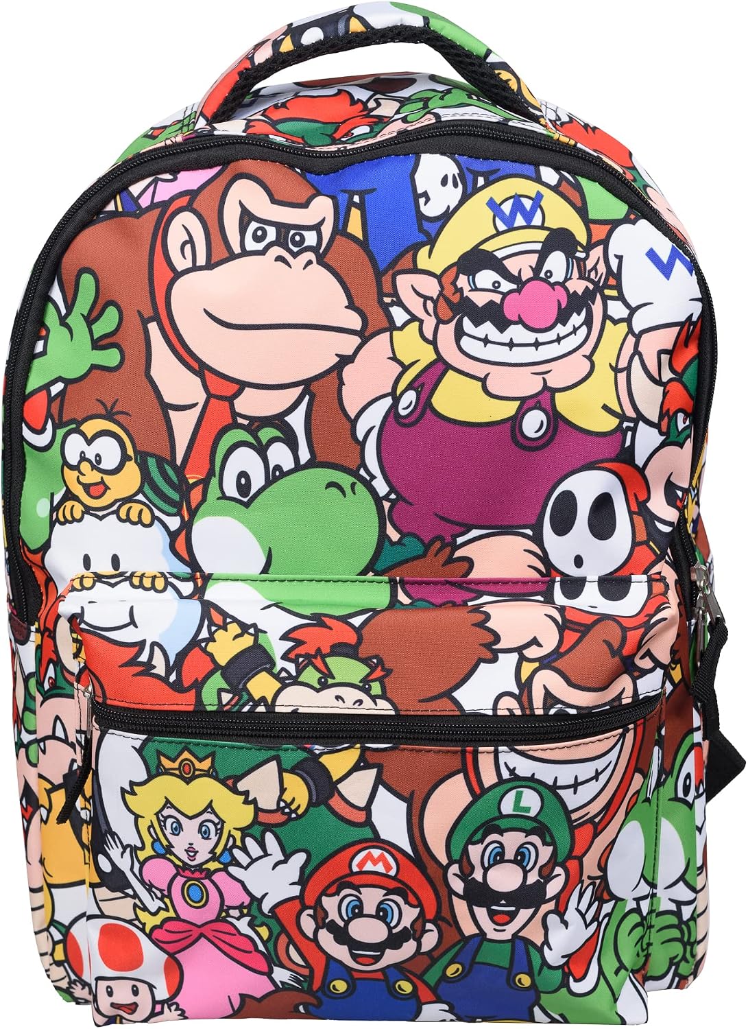 Nintendo Super Mario Backpack for Boys & Girls, Gaming School Bag with Front Pocket, Padded Back & Adjustable Mesh Straps