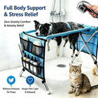 Dog Shower Hammock, Chair & Holder Stand – 2026 Upgrade Foldable，Blue
