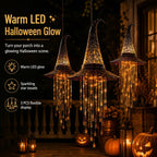 Lighted Witch Hat Hanging Chime, Halloween Hanging Witch Hats with Lights