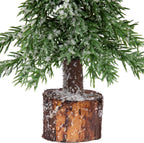Frosted ICY Pine Tree with Log Base Christmas Decoration - 7.5"