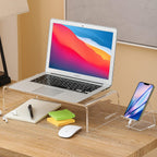 Acrylic Monitor Stand, Clear Laptop Riser with Phone Stand, 16 x 8 x 4 in
