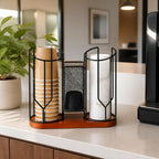 Coffee Cup and Lid Holder for Countertop, Disposable Coffee Organizer Station with Wooden Base