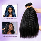 12A Kinky Straight Human Hair Bundles with 12" Closure, 12/14/16"
