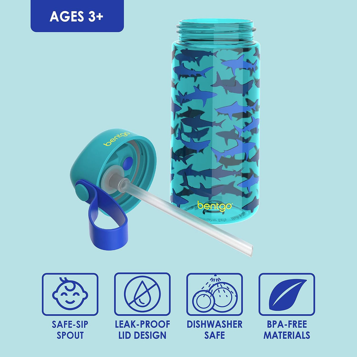 Kids Lunch Bag Set Water Bottle - New & Improved 2023 (Shark)
