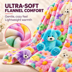 3D Plush Throw Teddy Bear Blanket, Fluffy Flannel Comfort，A：51×59 in