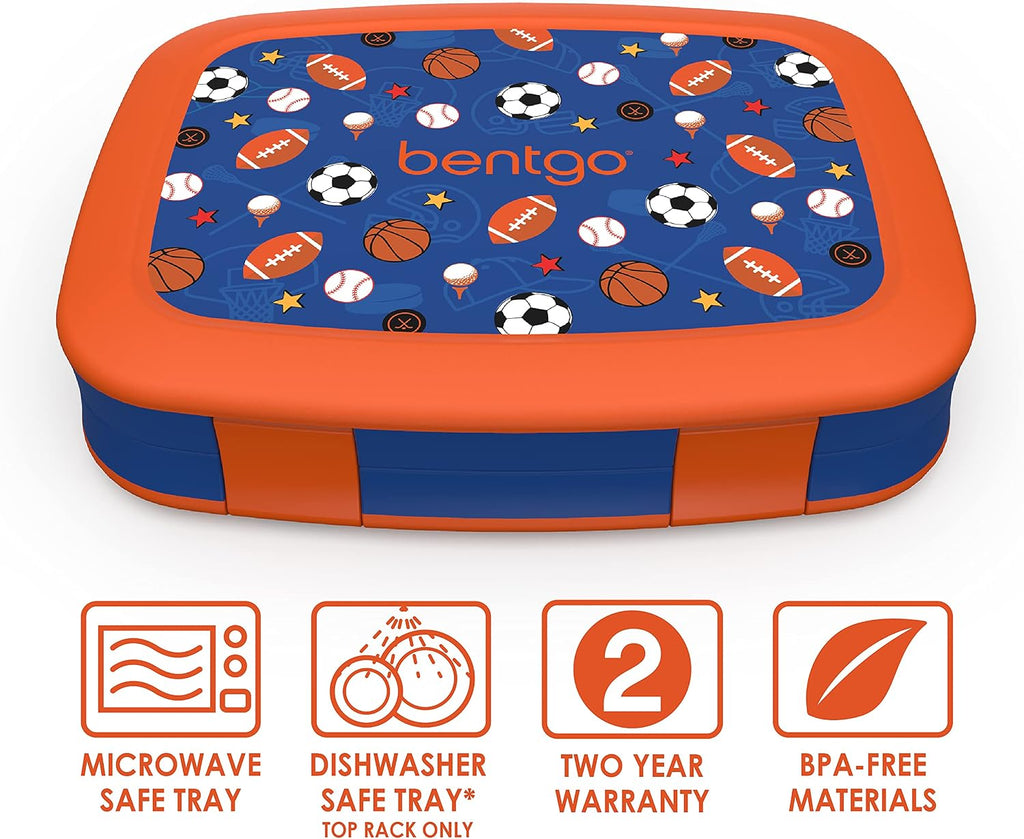 Prints Insulated Lunch Bag Set With Kids Bento-Style Lunch Box (Sports)