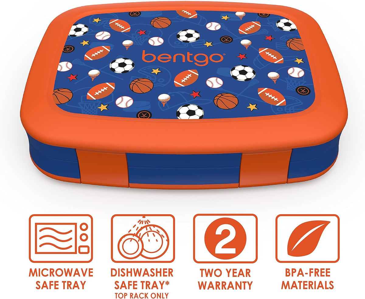 Prints Insulated Lunch Bag Set With Kids Bento-Style Lunch Box (Sports)