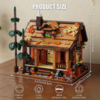 TYCOLE Wood Cabin Building Blocks Set with Lights for Adults and Girls 8-12