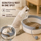 Cat Basket Bed with Cushion & Hanging Ball Toy, Handwoven Cotton Rope Nest