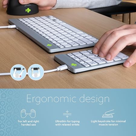 Number Pad Keyboard, USB-C/A Wired, Mini Numeric Keypad with LED Break Indicator, for Financial Accounting, Data Entry & Excel Spreadsheets, White