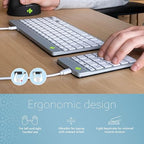 Number Pad Keyboard, USB-C/A Wired, Mini Numeric Keypad with LED Break Indicator, for Financial Accounting, Data Entry & Excel Spreadsheets, White