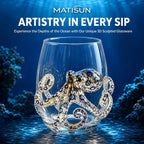 Blue Ringed Octopus Glassware, 3D Octopus Stemless Wine Glass, Marine Animal Drinkware For Coastal Home Bar Decor (1)