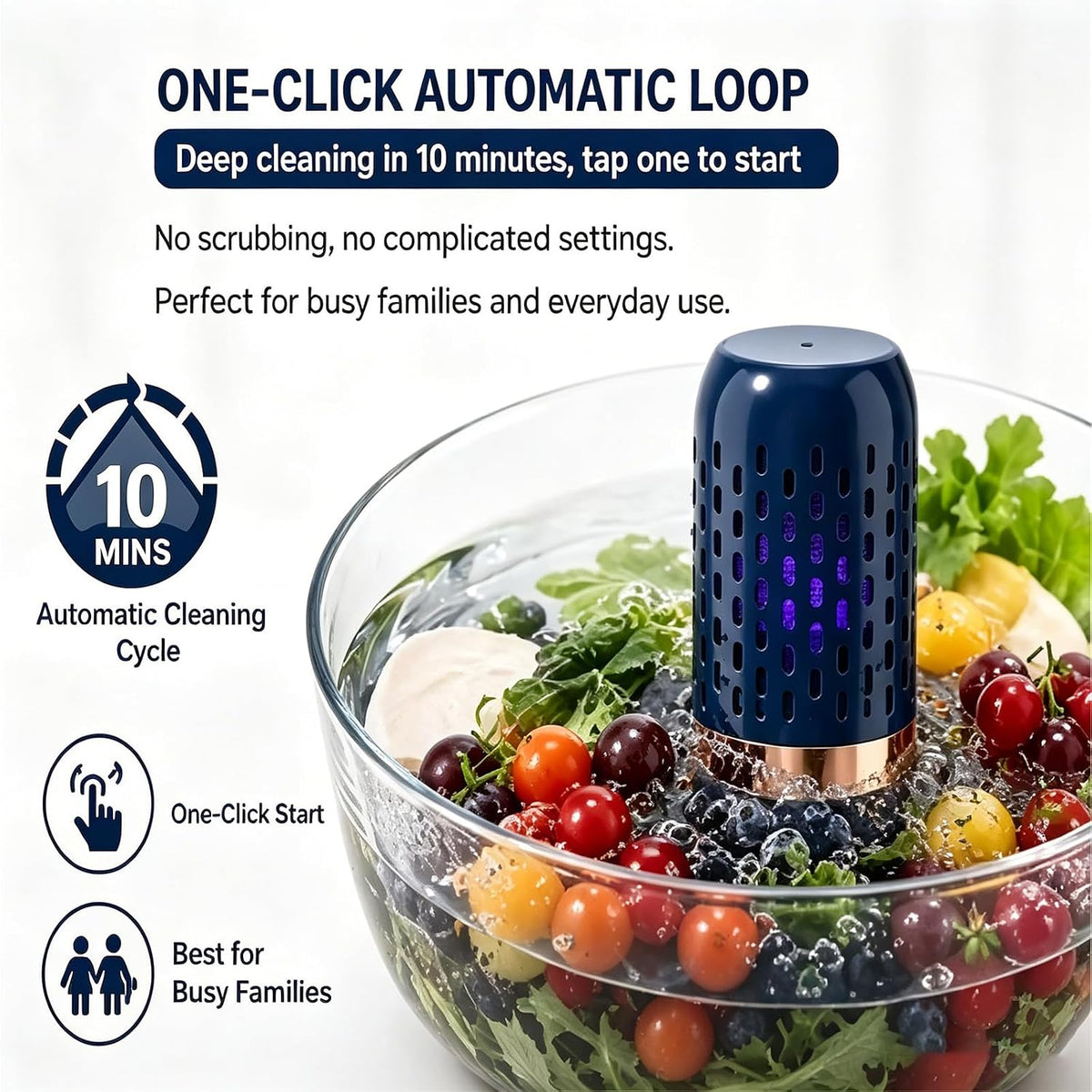 Wireless Fruit and Vegetable Cleaner with OH-ion Purification Food Washer