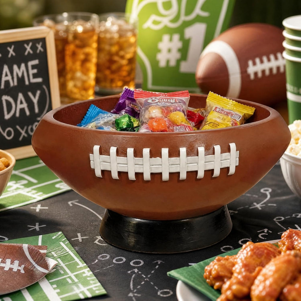 Football Bowl Serving Tray, 7.9 x 5.5 x 3.62 Inches, Reusable Resin Snack Bowl
